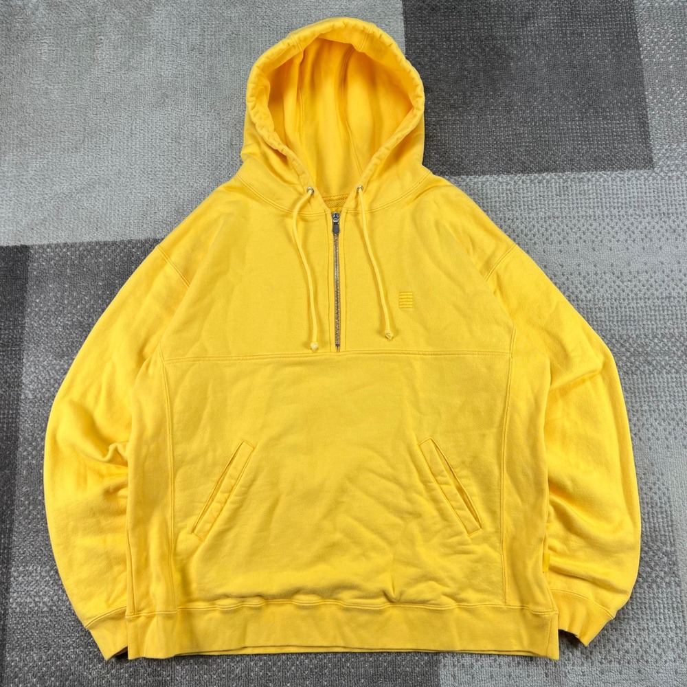 Yellow Label Co Mens Large Yellow Quarter Zip Hoodie Made in Canada Heavyweight